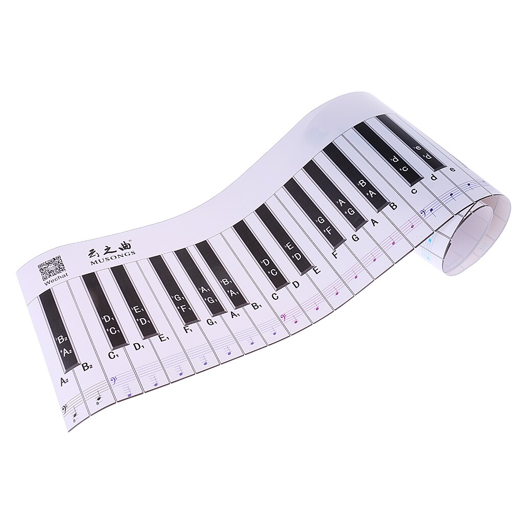 Vanntett papir anti-støv 88- tasters piano tastatur finger øvelse guide undervisningshjelp for student nybegynner barn piano tastatur: Læring