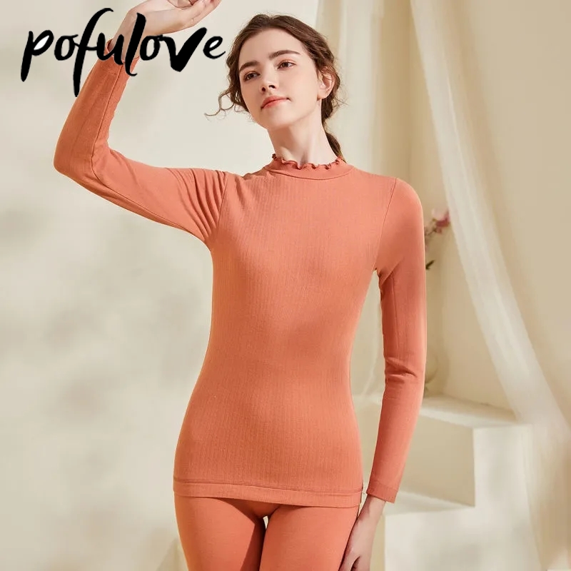 Thermal Underwear Women Plus Velvet Suit Half Turt