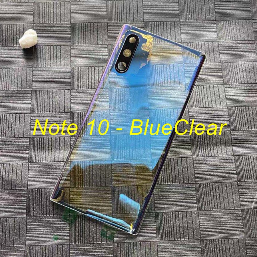 Clear Cover For Samsung Galaxy S8 S9 Plus S10 5G Back Battery Cover Rear Housing Door Glass Panel With Camera Lens Replacement: Note10-BlueClear