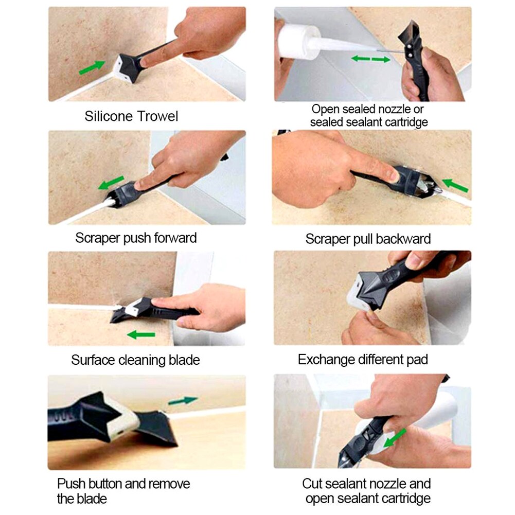 3Pcs Breeuwen Kit Grout Floor Cleaning Tegel Vuil Tool Siliconen Glas Cement Schraper Tool Spatel Lijm Schop Kit M5