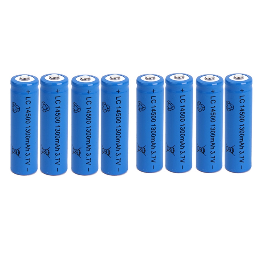 8pcs/lot Large capacity 3.7V 1300mAh rechargeable battery 14500 lithium ion rechargeable battery for flashlight battery