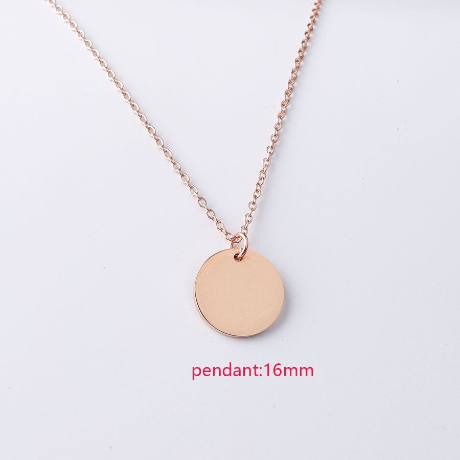Fnixtar 5 Stks/partij 45Cm Rvs Spiegel Polish Ketting Pvd Plating Ronde Schijf Hanger Neckalce Voor Vrouwen Mode sieraden