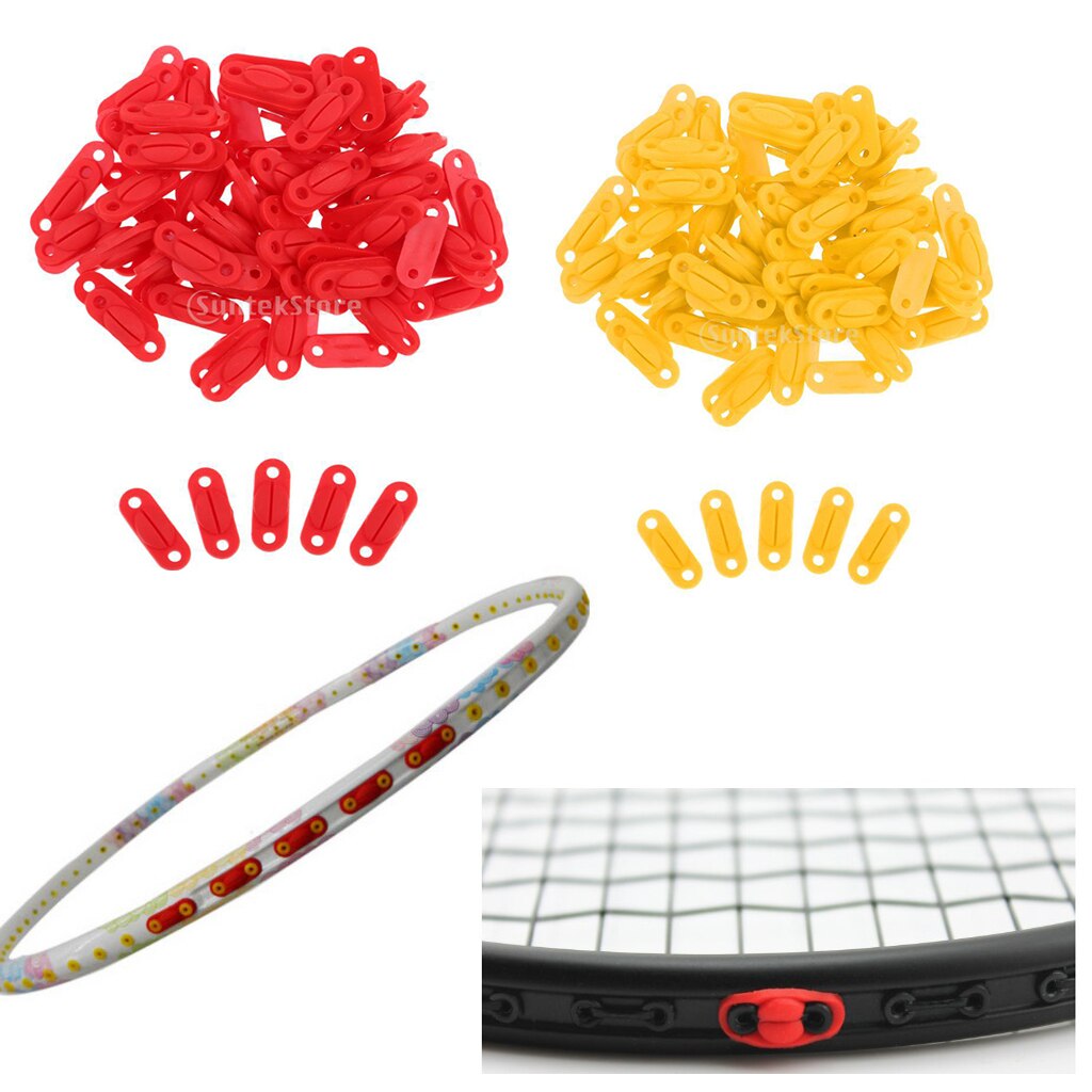Confezione da 100 pezzi racchetta da Badminton racchetta passacavi occhielli proteggi corde giallo rosso
