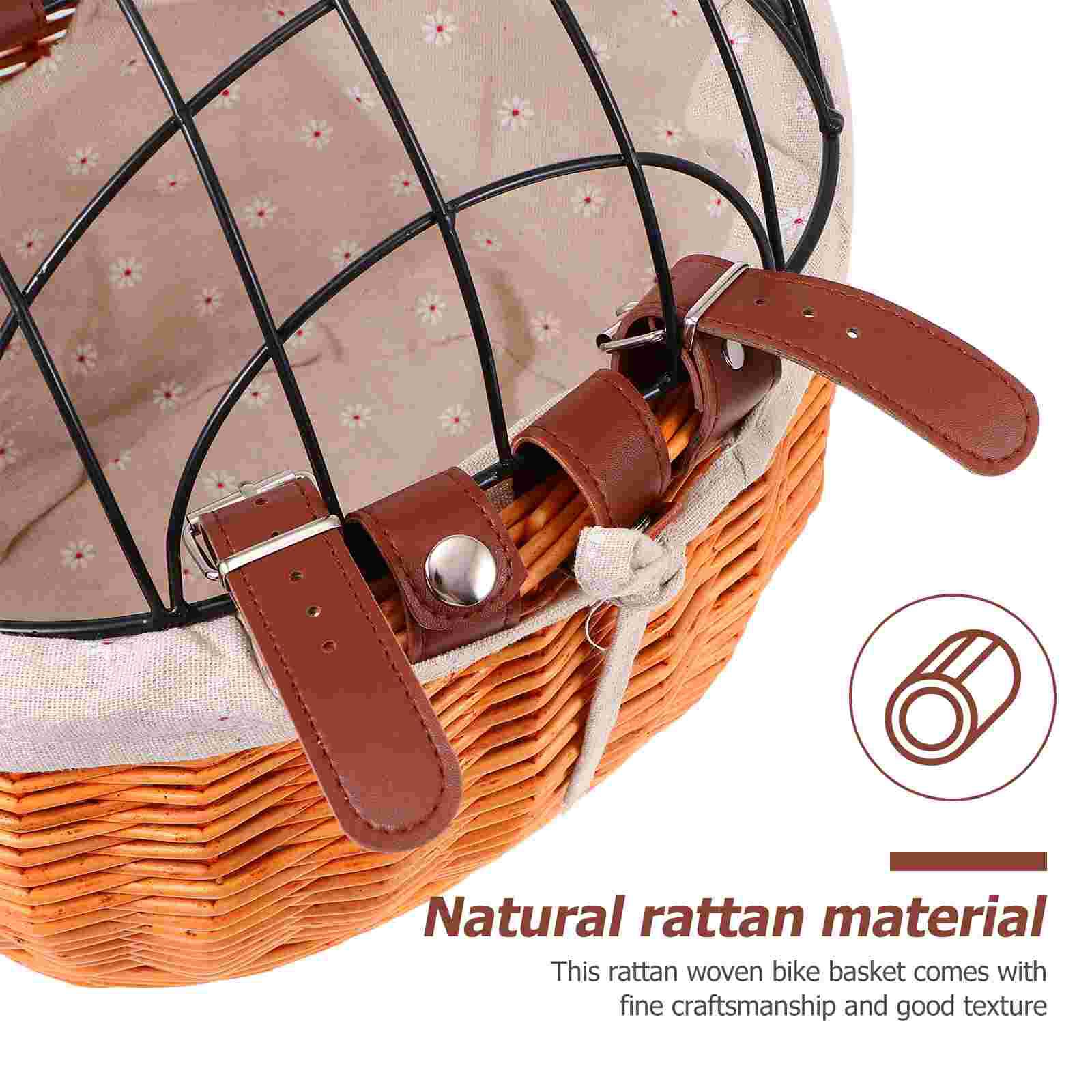 1PC Pet Cat Dog Bike Basket Wicker Woven Bike Shopping Basket for Books Bike Toys Pet