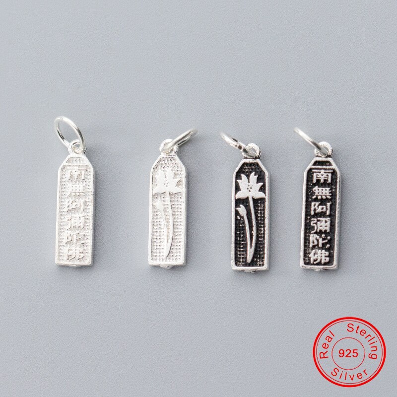 UQBing 100% 925 Sterling Silver Jewelry Findings Vintage Thai Silver Engraved Buddha Pendant Charms diy Necklaces Accessories