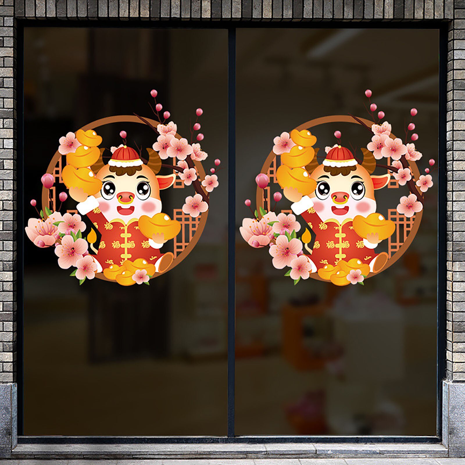 Happy Year Chinese Wall Decals Removable Home Decor Window Glass Stickers Chinese Festival Decorations Pegatinas
