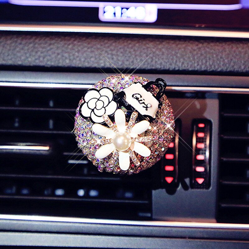 Diamant bling bil luftfrisker blomst udluftning klip auto indretning bil lugt bil aroma diffusor duft bil tilbehør til piger