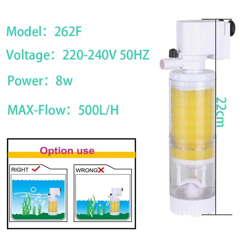 220V 3 in 1 Aquarium Multifunctionele Filterpomp Zuurstof Aquarium 4 Lagen Filter Aquarium Interne Filter Materiaal Luchtpomp: Paars