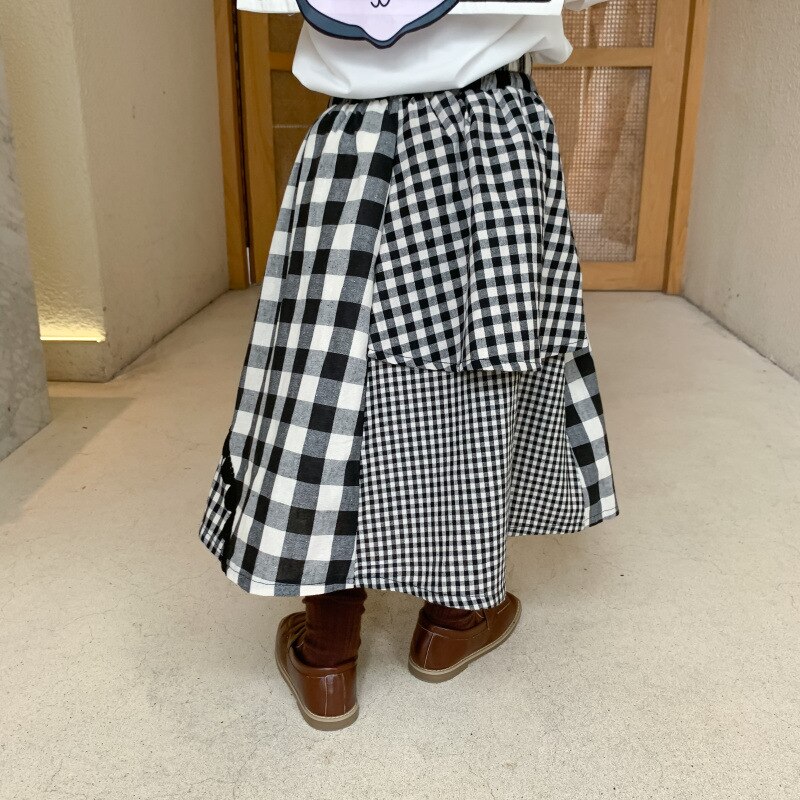 Efterår piger plaid nederdel børn bomuldsnederdele