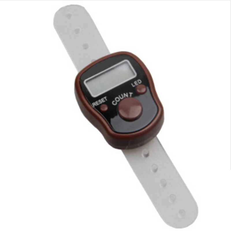 Digital Tally Finger Counter with Led, Colorful Tasbeeh Tasbih 5-Digits Counter Clickers with Led Light, Carry Ring,: Brown