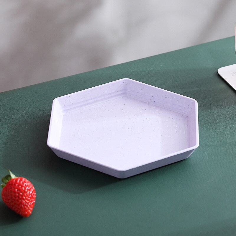 Plateau épais en paille de blé, assiette hexagonale, Snacks de fête, Biscuit, bonbons, gâteau, assiette de fruits, cuisine multifonctionnelle plateau d'assiette naturelle: Purple