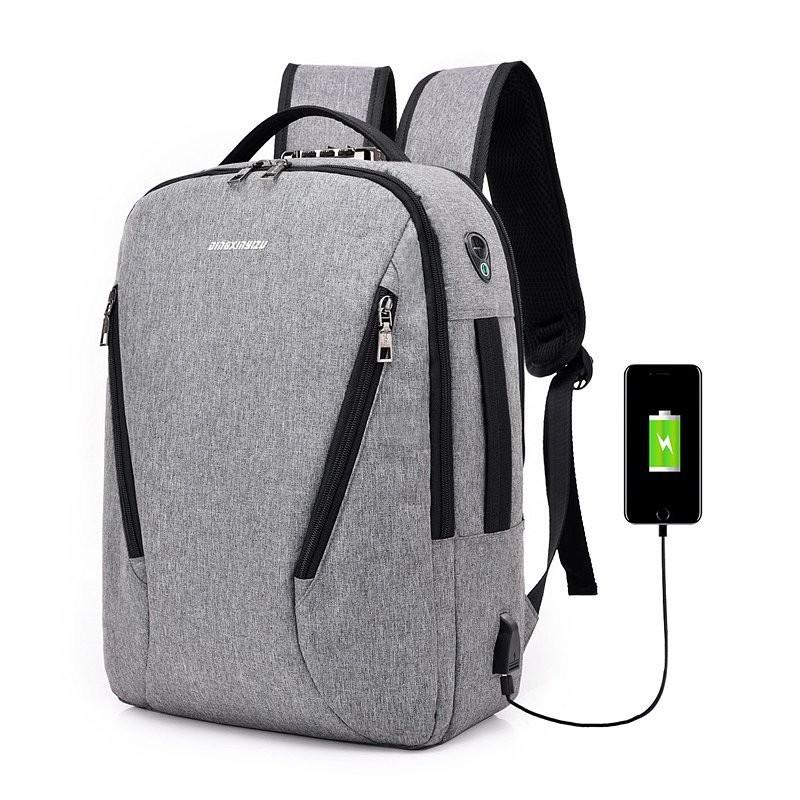 Casual Rugzakken Mannen Rugzak Usb Opladen Anti-Diefstal Laptop Schoudertassen Business Travel Bagpack College Schooltassen: Gray