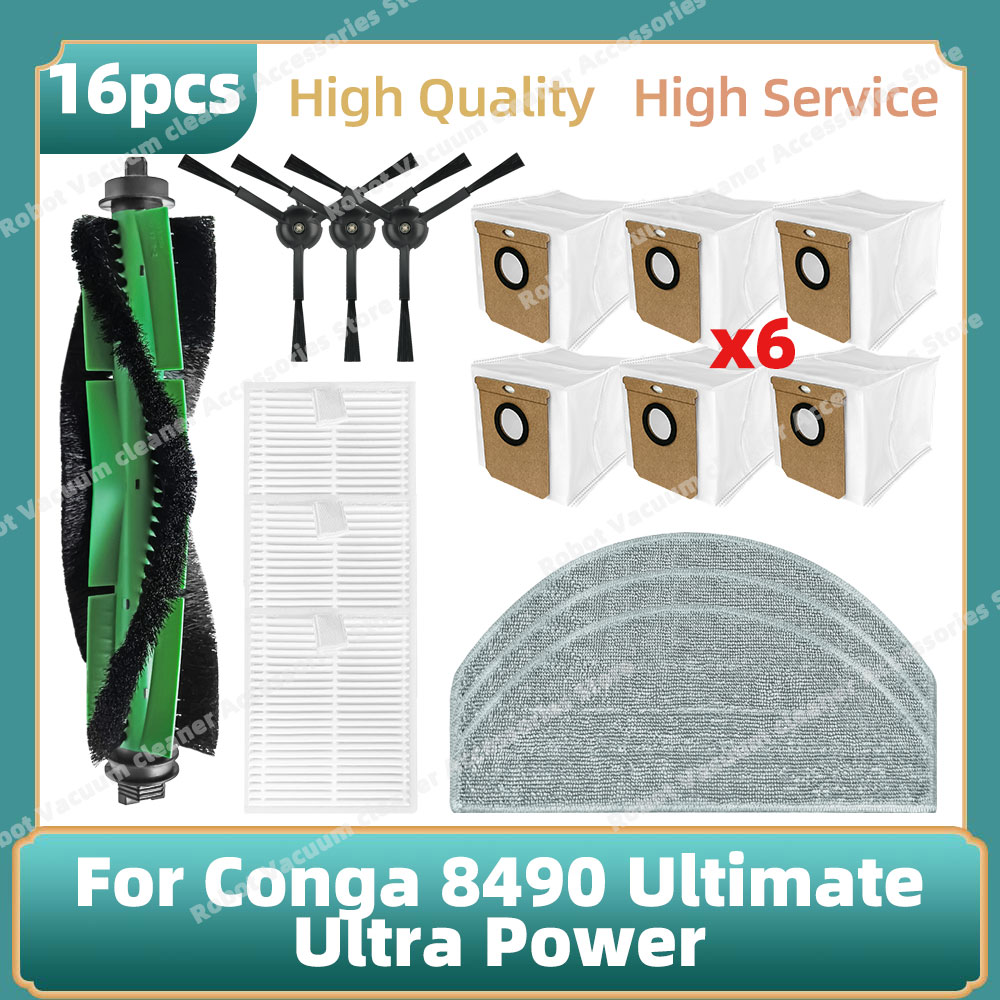 Compatible For Cecotec Conga 8490 Ultimate Ultra Power / 7490 Ultimate Home X-Treme Genesis Accessories Brush Mop Bag Parts: Clear