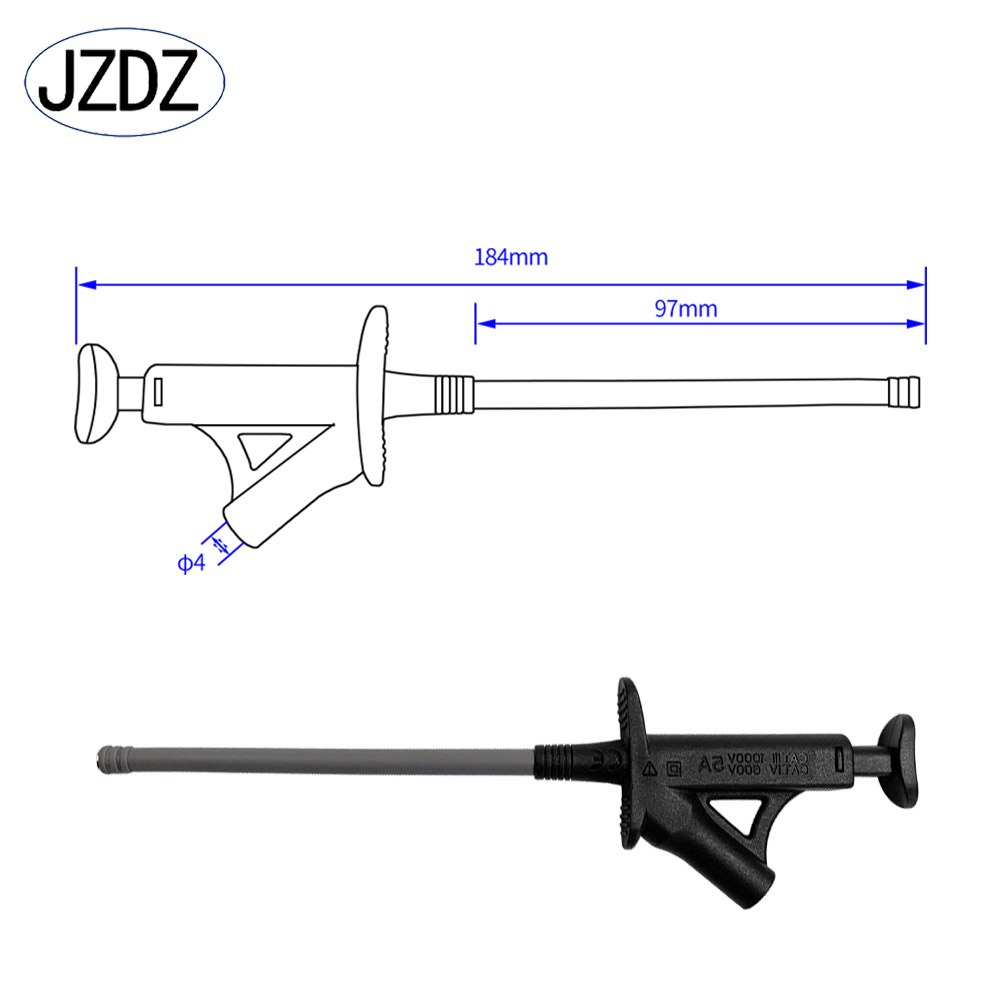 Jzdz Snelle Test Haak Clip Professionele Geïsoleerde Hoogspanning Flexibele Testen Probe 4Mm Banaan Socket J.30042