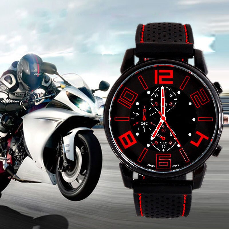 Men Quartz Analog Watch Silicone Strap Band Round Dial Sport Wristwatch LL@17