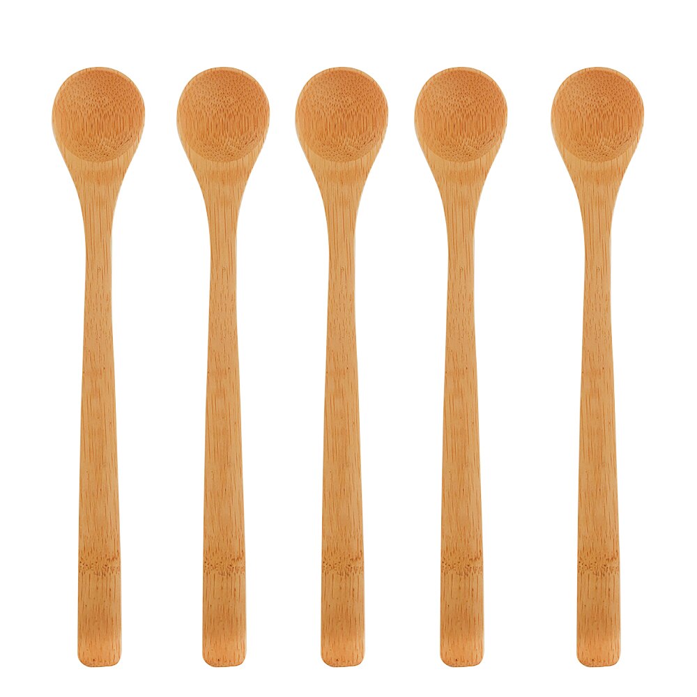 1Pcs Bamboe Soep Lepel Keuken Koken Theelepels Kruiderij Gebruiksvoorwerp Koffie Scoops Kid Ijs Suiker Lepel Servies Tool: 5 pcs