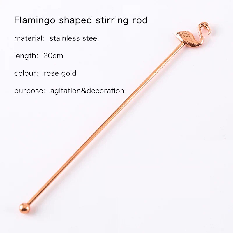Bar Soul Stirrer 304 Stainless Steel Cocktail Coffee Juice Milk Drinkware Stirring Rod Mixing Spoon Bar Tools: flamingo rose gold
