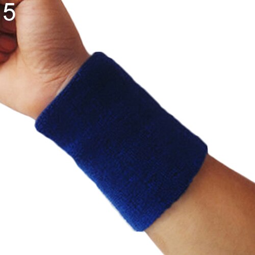 1PC Sports Wrist Band Sweatband Tennis Squash Badminton Wrist Support Brace Wraps Guards Gym Basketball Wristband: Sapphire Blue