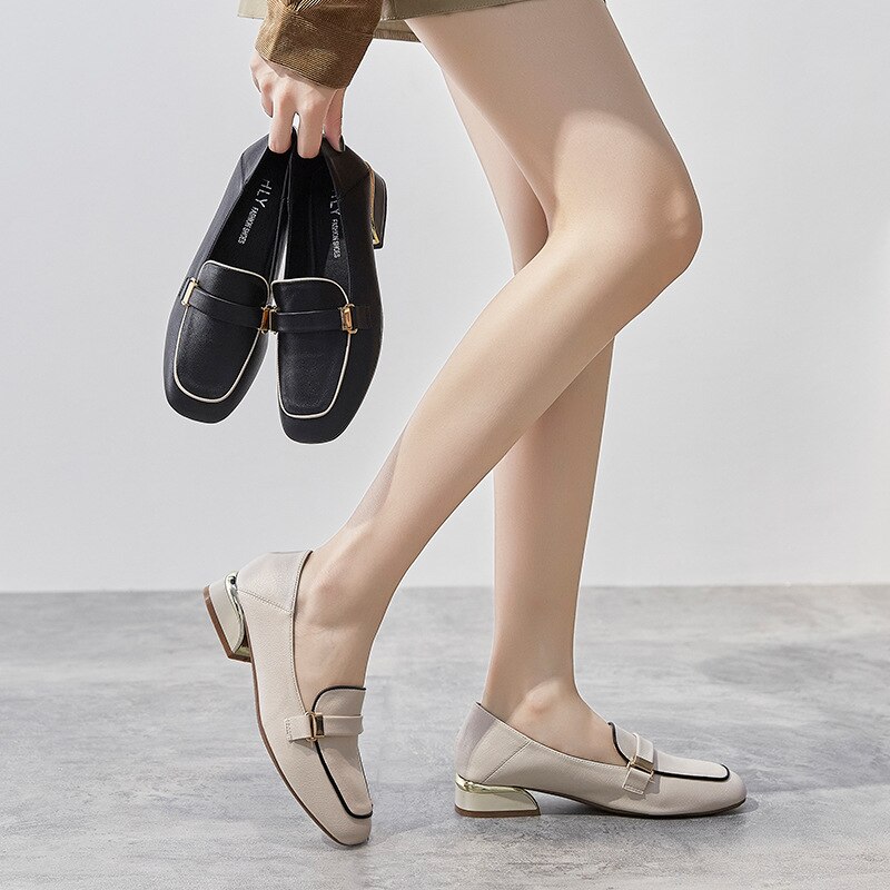 Chaussures à talons en cuir pour femmes, escarpins OL à bout carré, peu épais, 3CM, AC439,