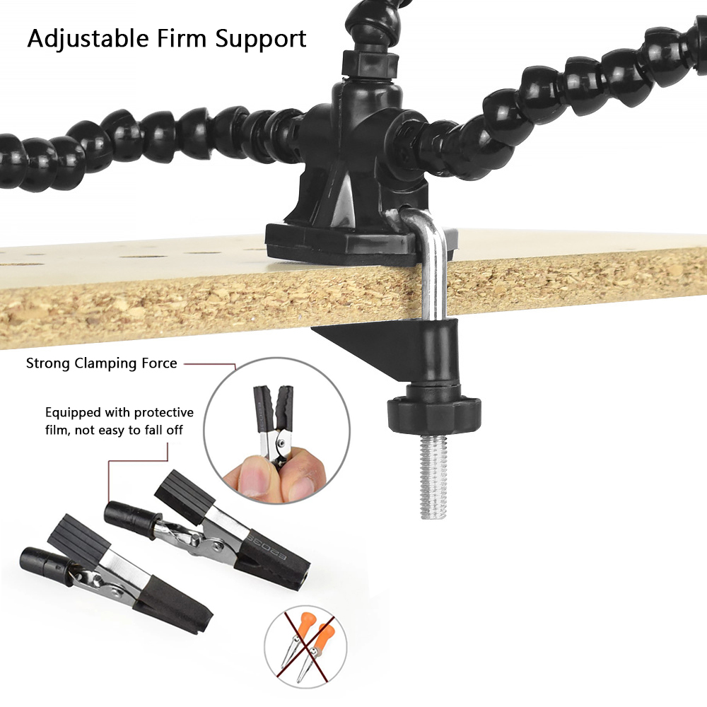 KKMOON – outil de soudage PCB avec 3 bras flexibles, Clips rotatifs et Base de pince de bureau Stable