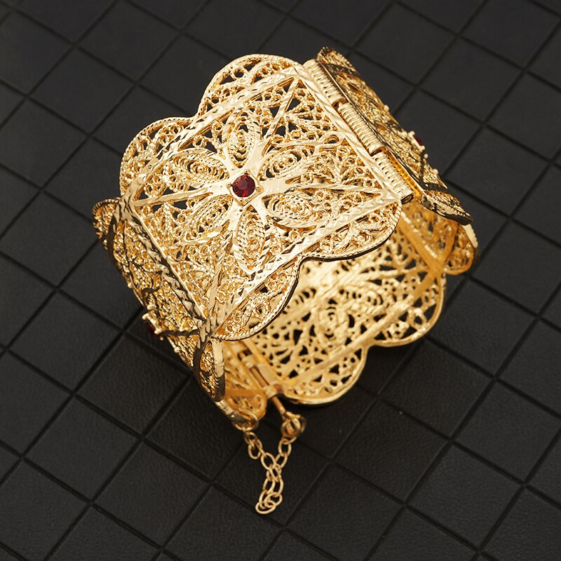 Złota ślubna bransoletka z kryształu górskiego bransoletka mankietowa dama opaska czeski etniczny prezent świąteczny biżuteria: Default Title