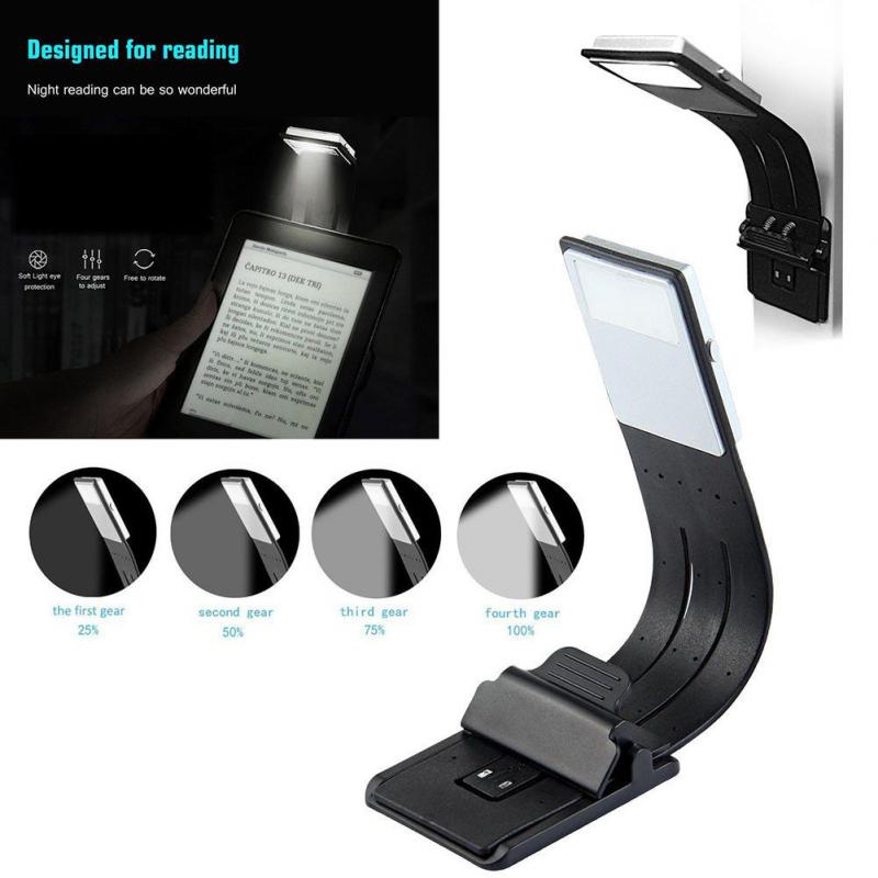 Portable LED Reading Book Light With Detachable Flexible Clip USB Rechargeable Lamp For Kindle/eBook Readers #D20