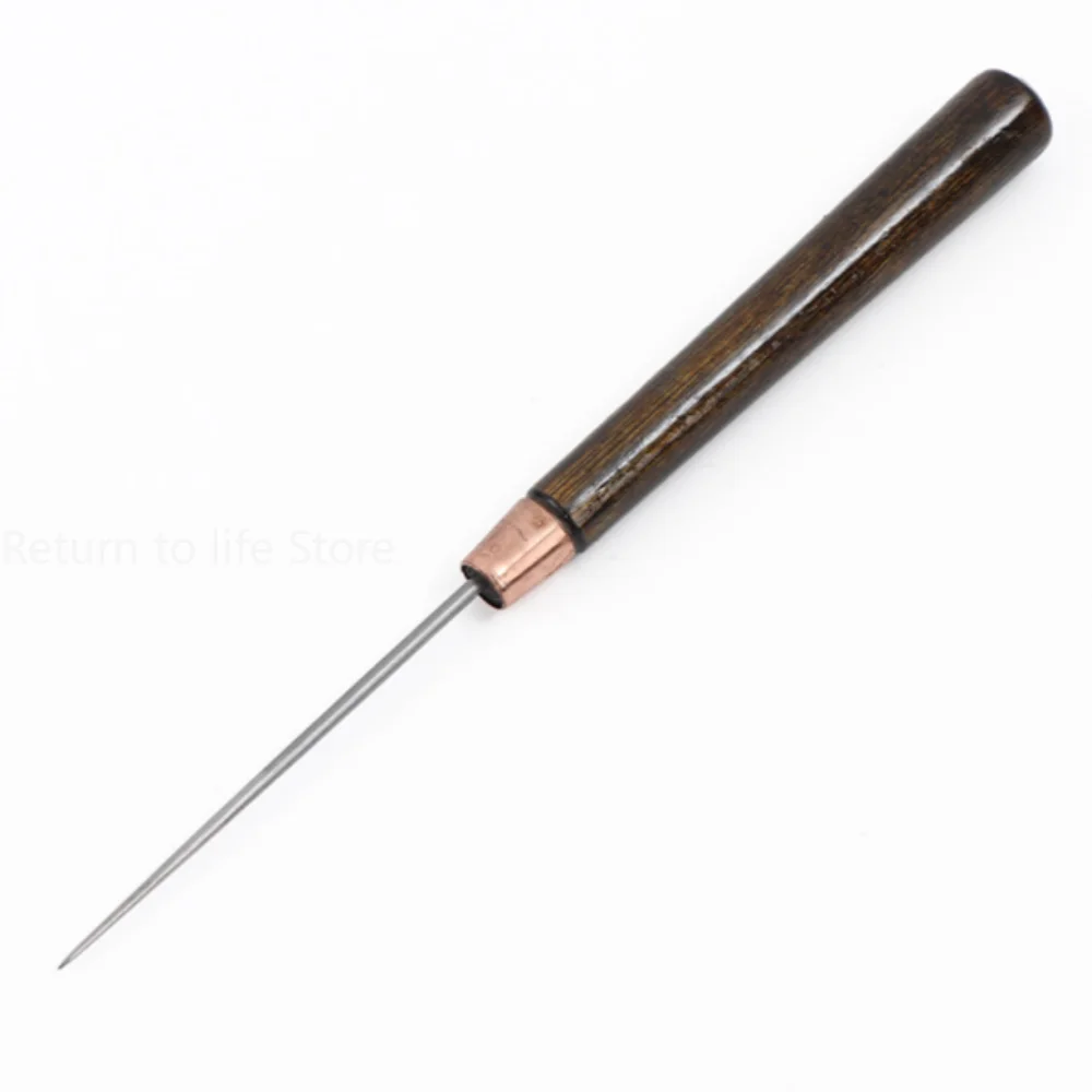 Leather Wooden Handle Awl DIY Tools For Leather Craft Stitching Sewing Accessories Sewing Stitching Awl