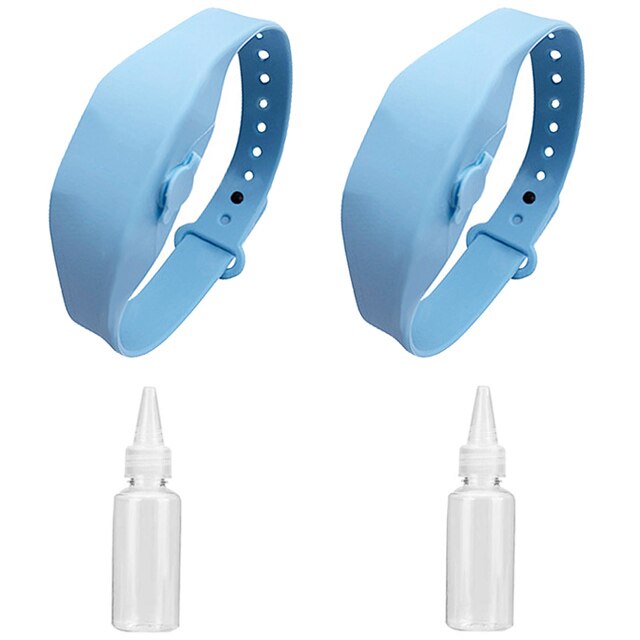 Dispensador de Gel hidroalcohólico, pulsera, desinfectante de manos recargable, pulsera, desinfectante para niños, reloj hidrocólico antibacteriano: 2PCS Blue