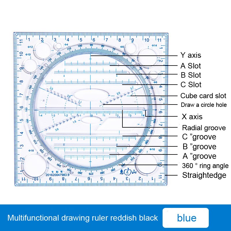 Multifunktionale Lineal Set Mathematik Geometrie Kreis Zeichnung Prüfung Winkelmesser Kreative Zeichnung Schreibwaren Herrscher Ausarbeitung Werkzeuge: Blue