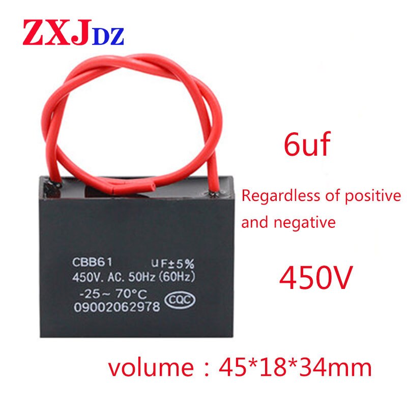 6 Uf 450V CBB61 Fan Condensator 6 Uf Fan Start Condensator Motor Start Condensator