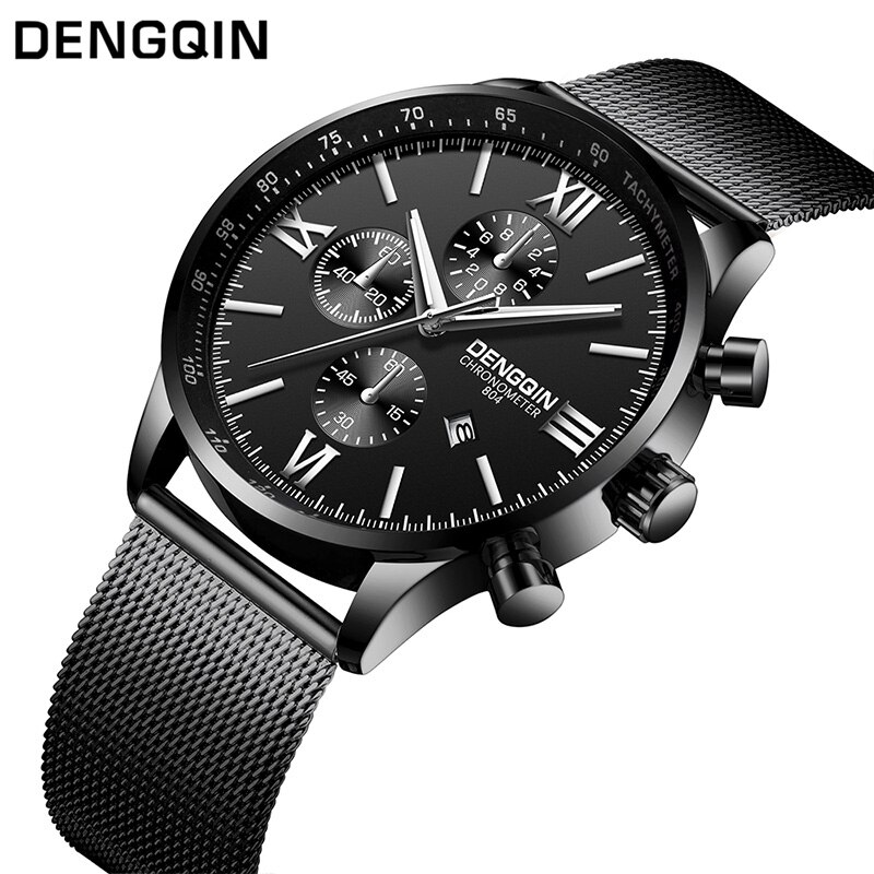 DENGQIN Quarzuhr Männer Edelstahl S Uhren oben Luxus Männlichen Uhr Geschäft Herren Armbanduhr Relogio Masculino