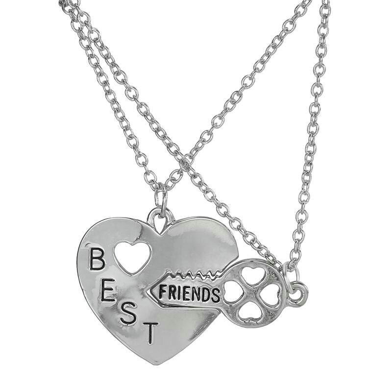2 PCS Heart Puzzle Key Lock Best Friends BFF Necklace Friendship For Women Men Jewelry Pendant Necklaces Chain Collier: Style 04