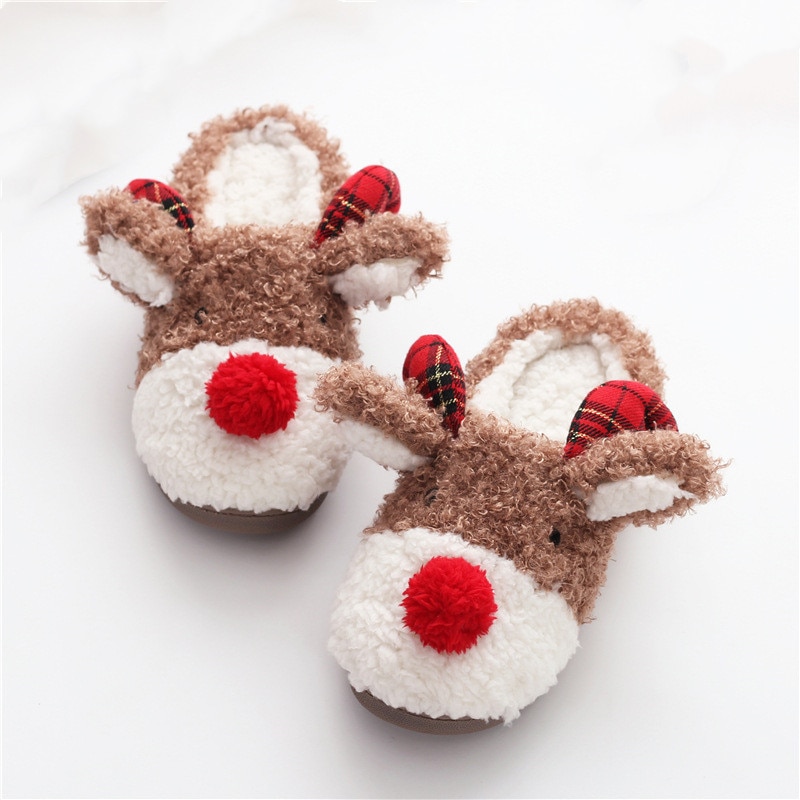 Suihyung Vrouwen Thuis Slippers Winter Warm Furry Indoor Vloer Schoenen Mooie Herten Vorm Slides Vrouw Nep Bont Slippers Katoenen Schoenen