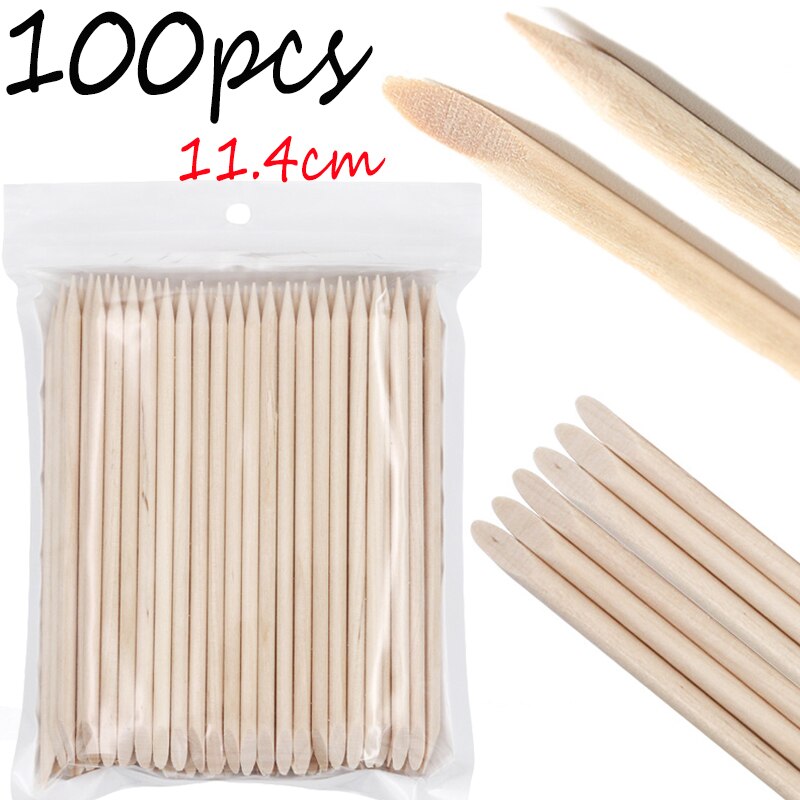 100 stuks/pak nagelriemduwer houten stokjes nagelriemduwer make-upremover manicure pedicure verzorgingstool