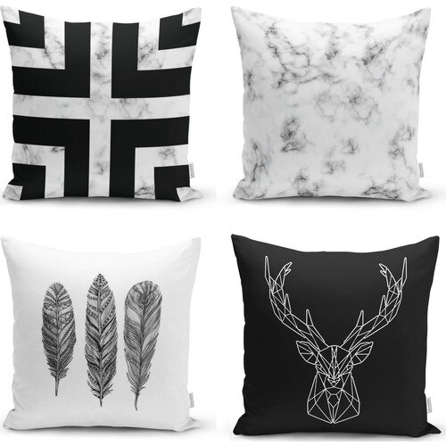 TwinklebabyroomsSiyah y mármol elegancia 4'lü almohada decorar Set de fundas