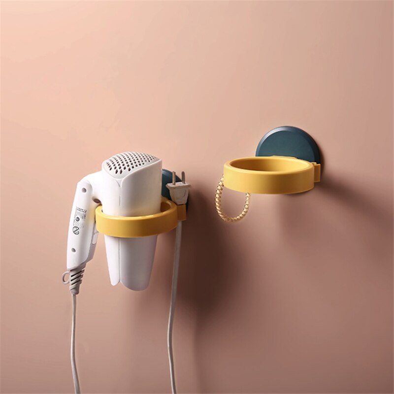 Fixado na parede secador de cabelo titular ventilador organizador banheiro secador de cabelo titular prateleira do banheiro plástico acessórios do banheiro