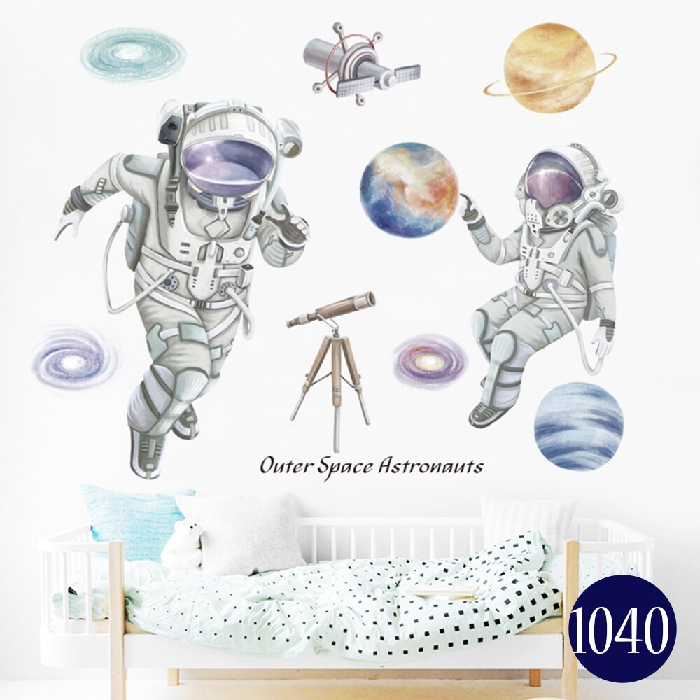 Astronaut Outer Space Wall Stickers Planets Home Decor Decorative Stickers PVC Decal for Kids Room Baby Boy Room Decoration: 1040