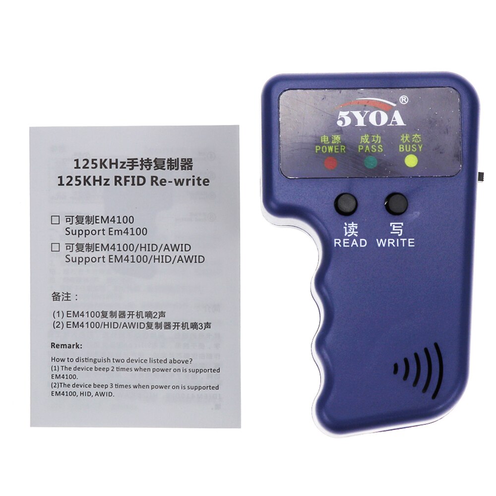Duplicador RFID de 125KHz para escritor, lector de tarjetas de identificación, clonador y llave