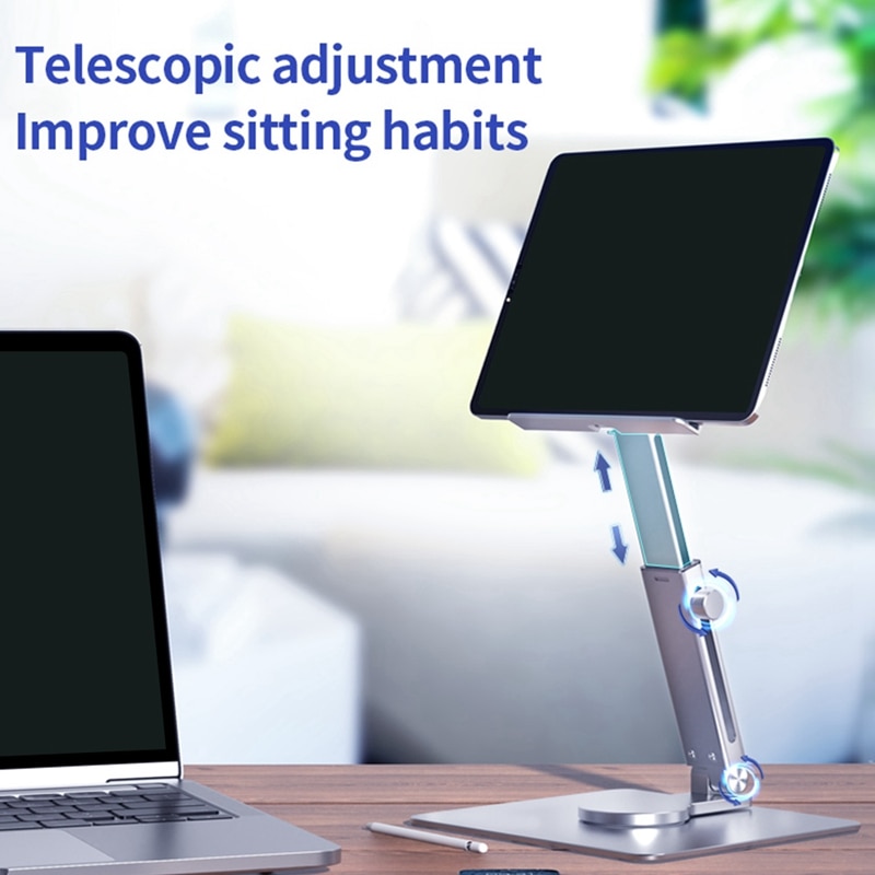 Foldable Laptop Stand All-In-One Laptop Stand 360° Rotation Adjustable Height Folding Stand Base Swivel Tablet Stand