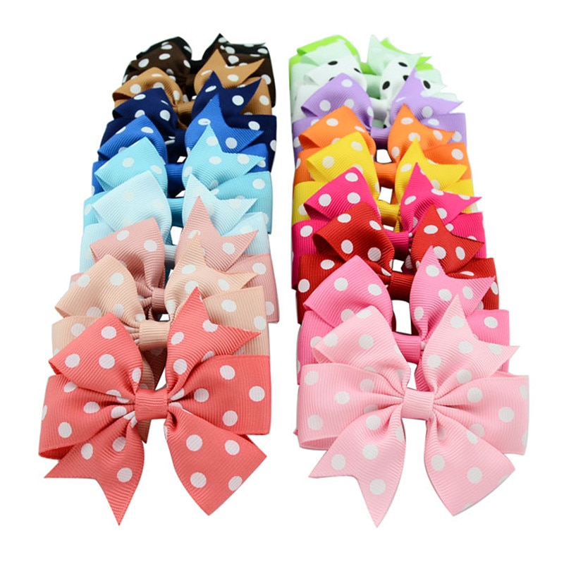 Polka Dot Grosgrain Lint Bows met Alligator Clip Kinderen Meisjes DIY Strikje Haarspelden Baby Haarspelden Hoofddeksels Haar Accessorises