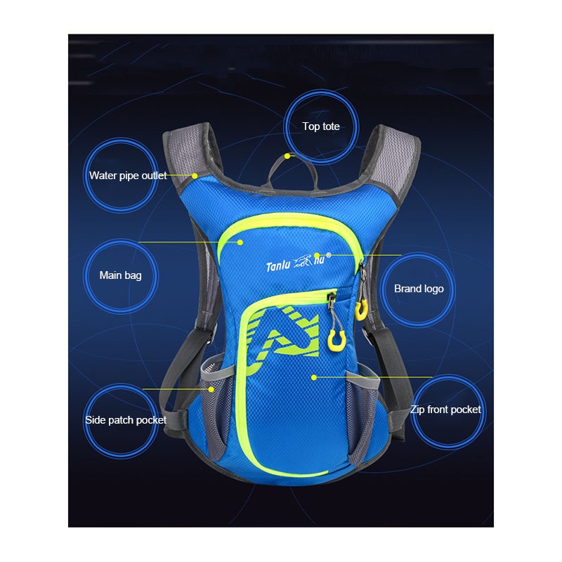 Mochila para acampar al aire libre para hombre y mujer, Mochila para correr, bolsa de agua para bicicleta de 2L, Mochila de hidratación para ciclismo, tanque de vejiga de agua de nailon