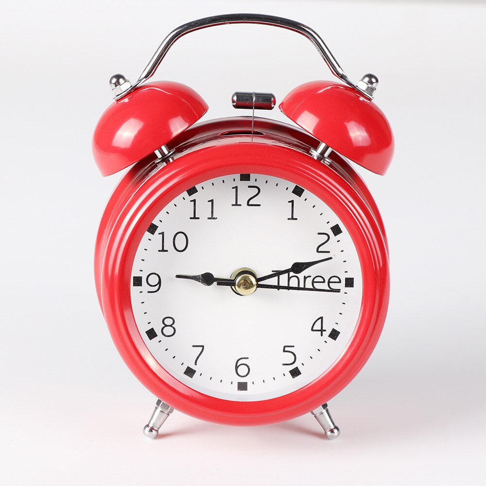 Classic Simple Metal Shell Two-Way Bell Alarm Clock Home Decoration Silence CD: Default Title
