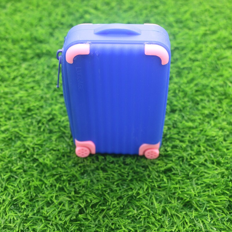 Silicone Coin Purse Suitcase Card Bag Waterproof Small Soft Zipper Storage Bag Girls Cute Funny Coin Purse Wallet Candy Color: dark blue