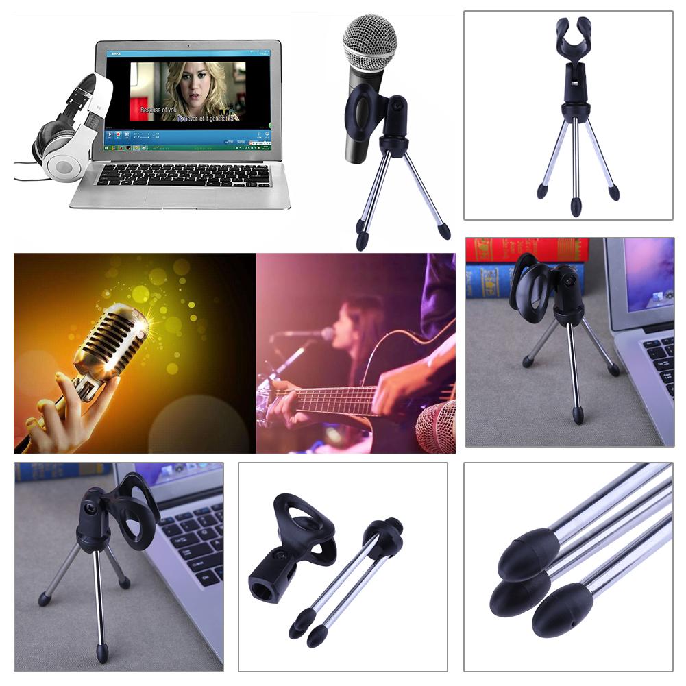 Mini Portable Table Tops Microphone Tripod Zinc Alloy Mic Stand Bracket Desktop Adjustable Microphones Tripods Holder Mic Stand