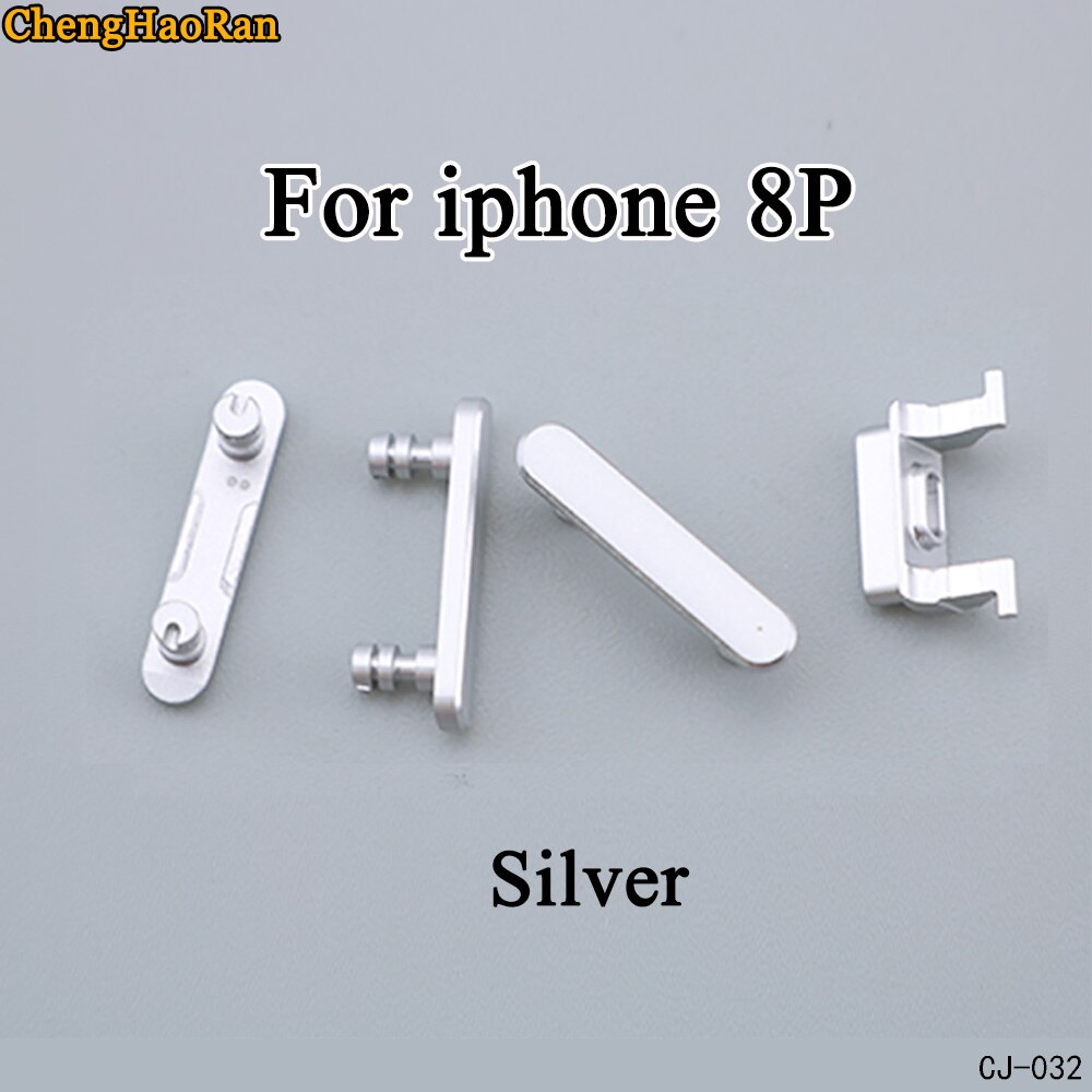 ChengHaoRan 1Set para iPhone 8G 8Plus 8P botón de encendido Volumen de silencio botones teclas botones laterales reemplazo de piezas de reparación de juego completo: iphone 8P-Silver