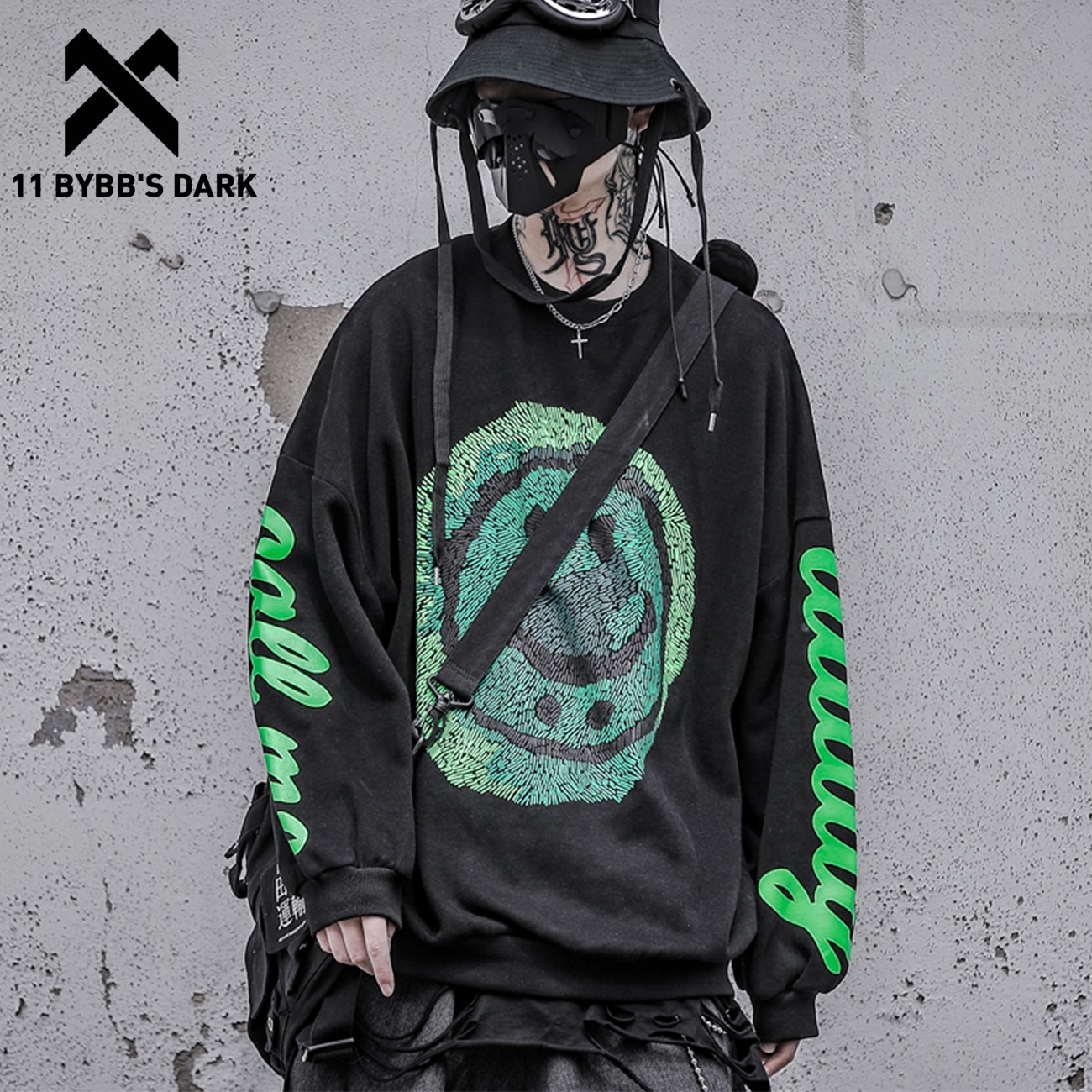 11 BYBB'S DARK Hip Hop Streetwear Hoodie Sweatshirts Men 2020SS Autumn Smile Print Cotton Hoodie Casual Harajuku Hoodie Pullover