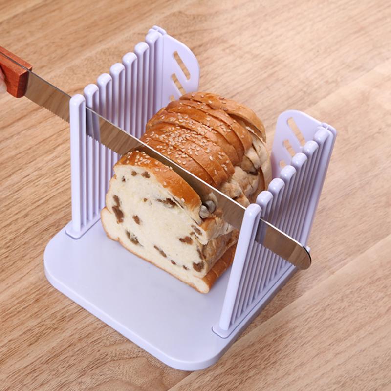 Plástico dobrável e ajustável pão slicer plástico splicing torradas pão cortador rack de corte cozinha cozimento acessórios ferramenta
