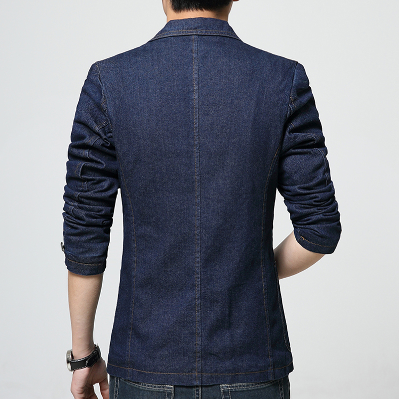Men Spring Denim Jeans Blazers and Jackets Men's Casual Slim Fit Long Sleeved Single Button Style Blazers Suits D82903