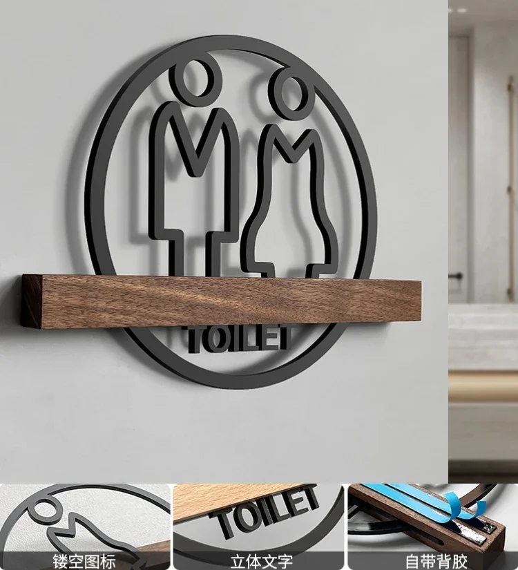 Toalettdörrskylt för män och kvinnor, högkvalitativ hotellkontorsskylt för offentlig toalett, logotyp, snabb skyltning: 40 x 30cm / Äppelgrön