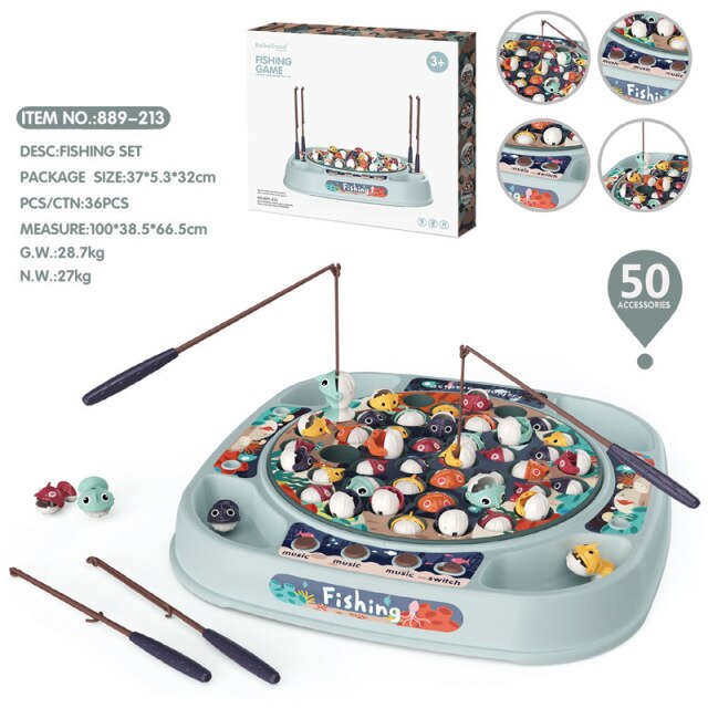 2022 play house simulazione giocattolo da pesca per bambini musica rotante elettrica per bambini luce interazione genitore-figlio per regalo giocattolo per bambini: 45 Fish Green